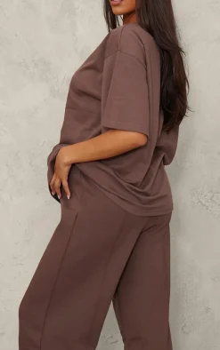 PRETTYLITTLETHING Maternity Chocolate Logo Oversized T-Shirt