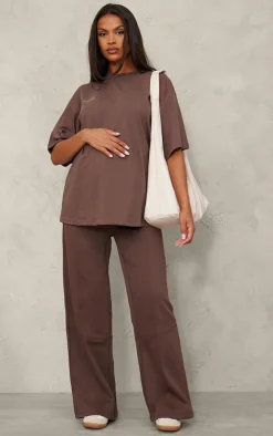 PRETTYLITTLETHING Maternity Chocolate Logo Oversized T-Shirt