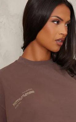 PRETTYLITTLETHING Maternity Chocolate Logo Oversized T-Shirt