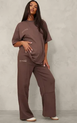 PRETTYLITTLETHING Maternity Chocolate Logo Wide Leg Sweatpants
