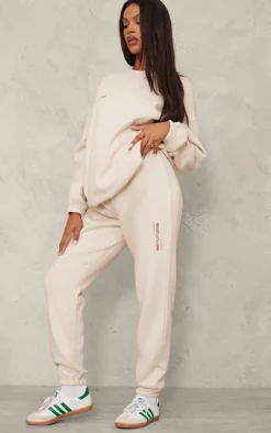 PRETTYLITTLETHING Maternity Stone Logo Cuffed Sweatpants