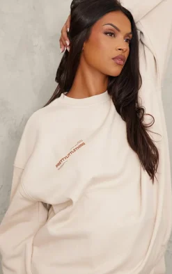 PRETTYLITTLETHING Maternity Stone Logo Oversized Sweatshirt