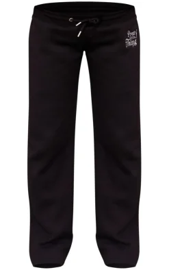 PRETTYLITTLETHING Maternity Black Embroidered Wide Leg Sweatpants