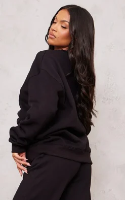 PRETTYLITTLETHING Maternity Black Embroidered Oversized Sweatshirt