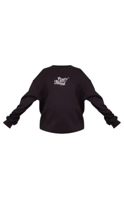 PRETTYLITTLETHING Maternity Black Embroidered Oversized Sweatshirt