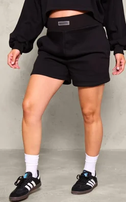 PRETTYLITTLETHING Maternity Black Sweat Shorts