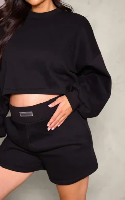 PRETTYLITTLETHING Maternity Black Sweat Shorts