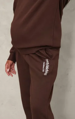 PRETTYLITTLETHING Maternity Chocolate Printed Cuffed Sweatpants