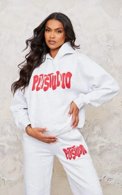 PRETTYLITTLETHING Maternity Grey Marl Plt Studio Hoodie