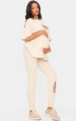 PRETTYLITTLETHING Maternity Washed Stone Oversized T-shirt