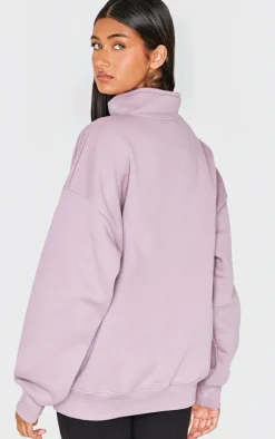 PRETTYLITTLETHING Mauve Half Zip Sweatshirt