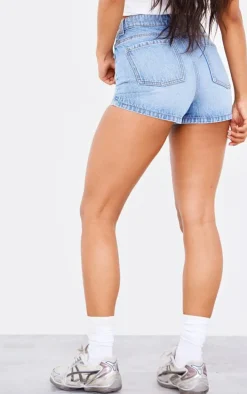 PRETTYLITTLETHING Mid Blue Wash Basic Denim Shorts