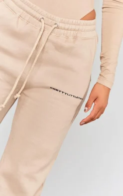 PRETTYLITTLETHING Mocha Logo Straight Leg Sweatpants