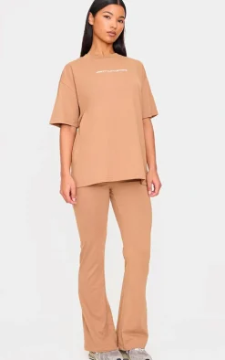 PRETTYLITTLETHING Mocha Printed Oversized T-shirt