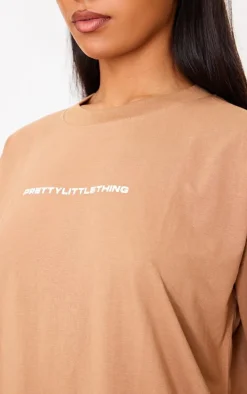 PRETTYLITTLETHING Mocha Printed Oversized T-shirt