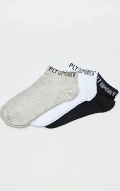 PRETTYLITTLETHING Monochrome 3 Pack Sports Ankle Socks