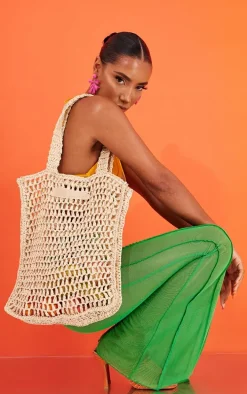 PRETTYLITTLETHING Natural Woven Straw Bag