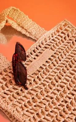 PRETTYLITTLETHING Natural Woven Straw Bag
