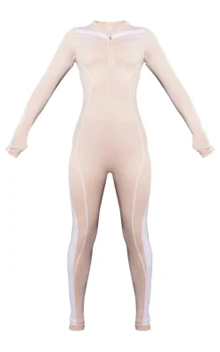 PRETTYLITTLETHING Nude Ski Contrast Seamless Unitard