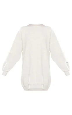 PRETTYLITTLETHING Oatmeal Raglan Sleeve Oversized Sweatshirt