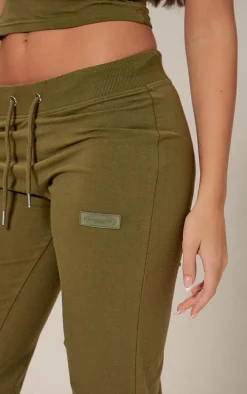 PRETTYLITTLETHING Olive Badge Low Rise Straight Leg Pants