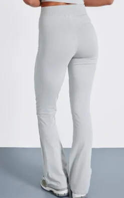 PRETTYLITTLETHING Pale Grey Printed Flared Pants