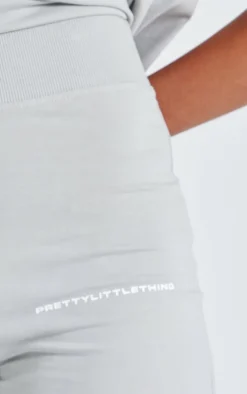 PRETTYLITTLETHING Pale Grey Printed Flared Pants