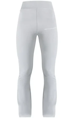 PRETTYLITTLETHING Pale Grey Printed Flared Pants