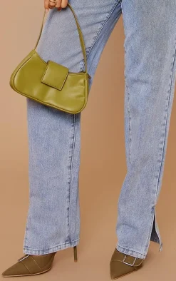 PRETTYLITTLETHING Petite Light Blue Split Hem Jeans