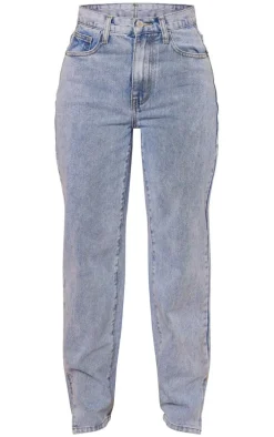 PRETTYLITTLETHING Petite Light Blue Split Hem Jeans