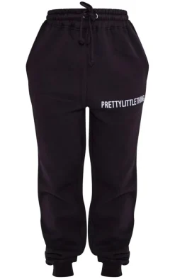 PRETTYLITTLETHING Petite Black High Waist Cuffed Sweatpants