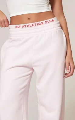PRETTYLITTLETHING Pink Printed Boxer Waistband Wide Leg Sweatpants