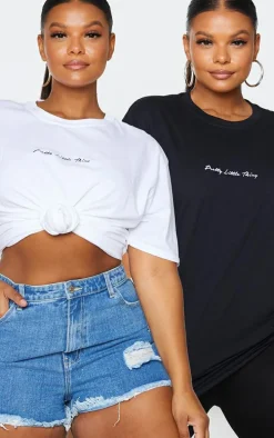 PRETTYLITTLETHING Plus 2 Pack Black & White Oversized T -Shirts