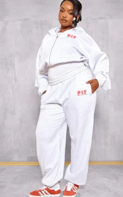 PRETTYLITTLETHING Plus Ash Grey Oversized Cuffed Sweatpants