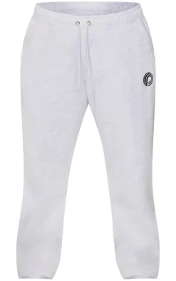 PRETTYLITTLETHING Plus Ash Grey Printed Wide Leg Sweatpants