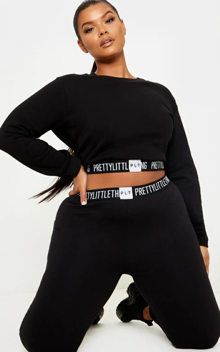 PRETTYLITTLETHING Plus Black Lounge Sweatshirt