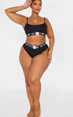 PRETTYLITTLETHING Plus Black Tape Panties