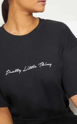 PRETTYLITTLETHING Plus Black Graphic Front T-Shirt