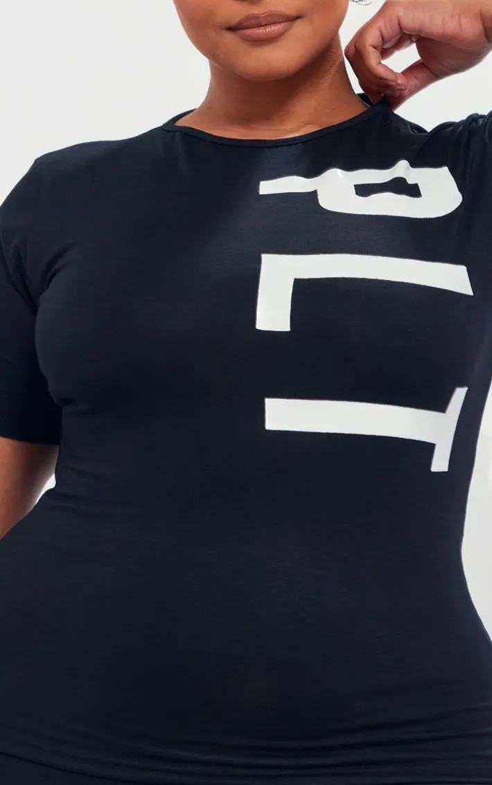 PRETTYLITTLETHING Plus Black Legging PJ Set