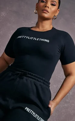 PRETTYLITTLETHING Plus Black Cap Sleeve Bodysuit