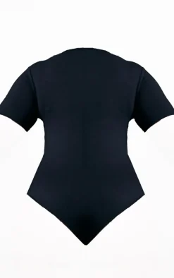 PRETTYLITTLETHING Plus Black Cap Sleeve Bodysuit