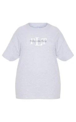 PRETTYLITTLETHING Plus Grey Oversized T Shirt
