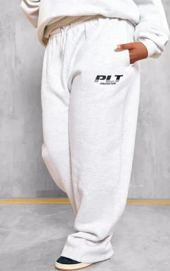 PRETTYLITTLETHING Plus Grey Athletics Club Embroidered Wide Leg Sweatpant
