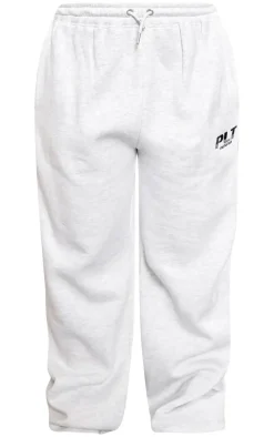 PRETTYLITTLETHING Plus Grey Athletics Club Embroidered Wide Leg Sweatpant