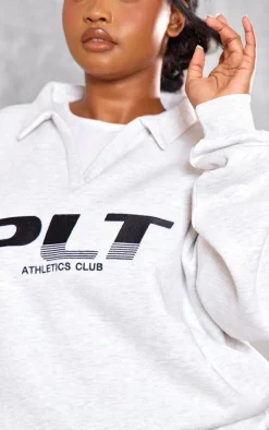 PRETTYLITTLETHING Plus Grey Athletics Club Embroidered Sweatshirt