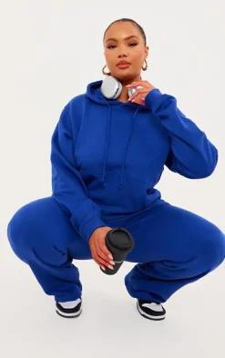 PRETTYLITTLETHING Plus Midnight Blue Badge Detail Hoodie