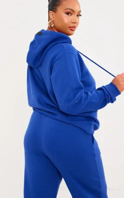 PRETTYLITTLETHING Plus Midnight Blue Badge Detail Hoodie
