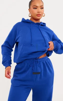 PRETTYLITTLETHING Plus Midnight Blue Badge Detail Hoodie