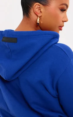PRETTYLITTLETHING Plus Midnight Blue Badge Detail Hoodie