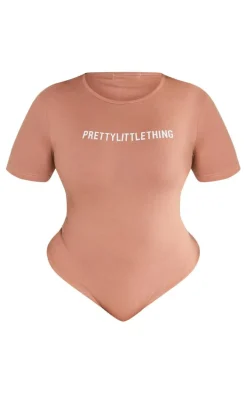 PRETTYLITTLETHING Plus Mocha Short Sleeve Bodysuit
